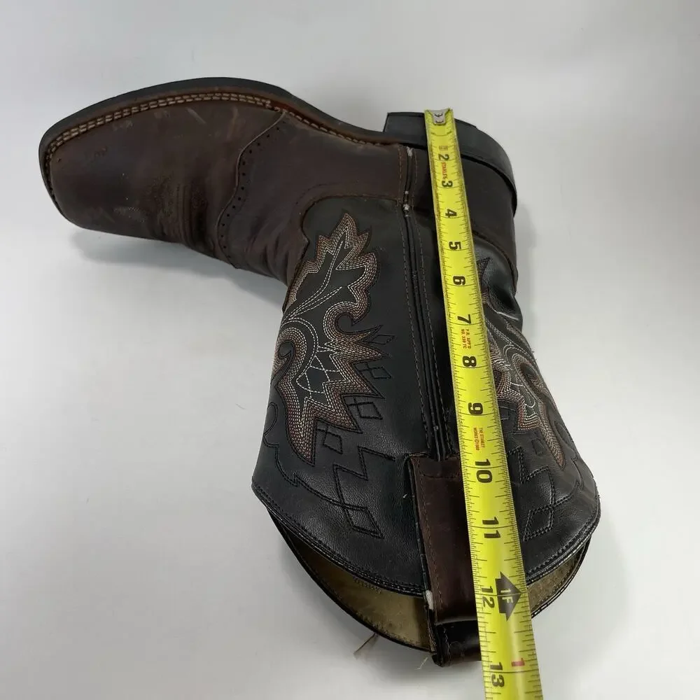 Double H DH3258 Boots Mens Size 8.5 D Brown Black Leather Square Toe Cowboy